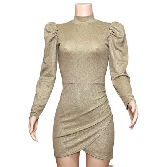 REFORMATION Lexi Dress, Gold Shimmer, XS - Picture 3 of 8